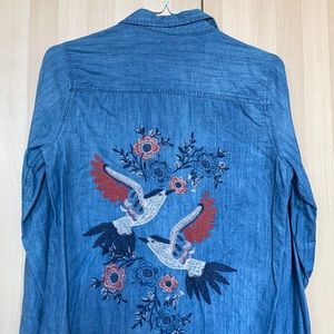 Embroidered Hollister Denim Flannel